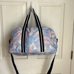 Victoria's Secret PINK limited edition Rainbow Cloud Print Quilted Duffle Bag